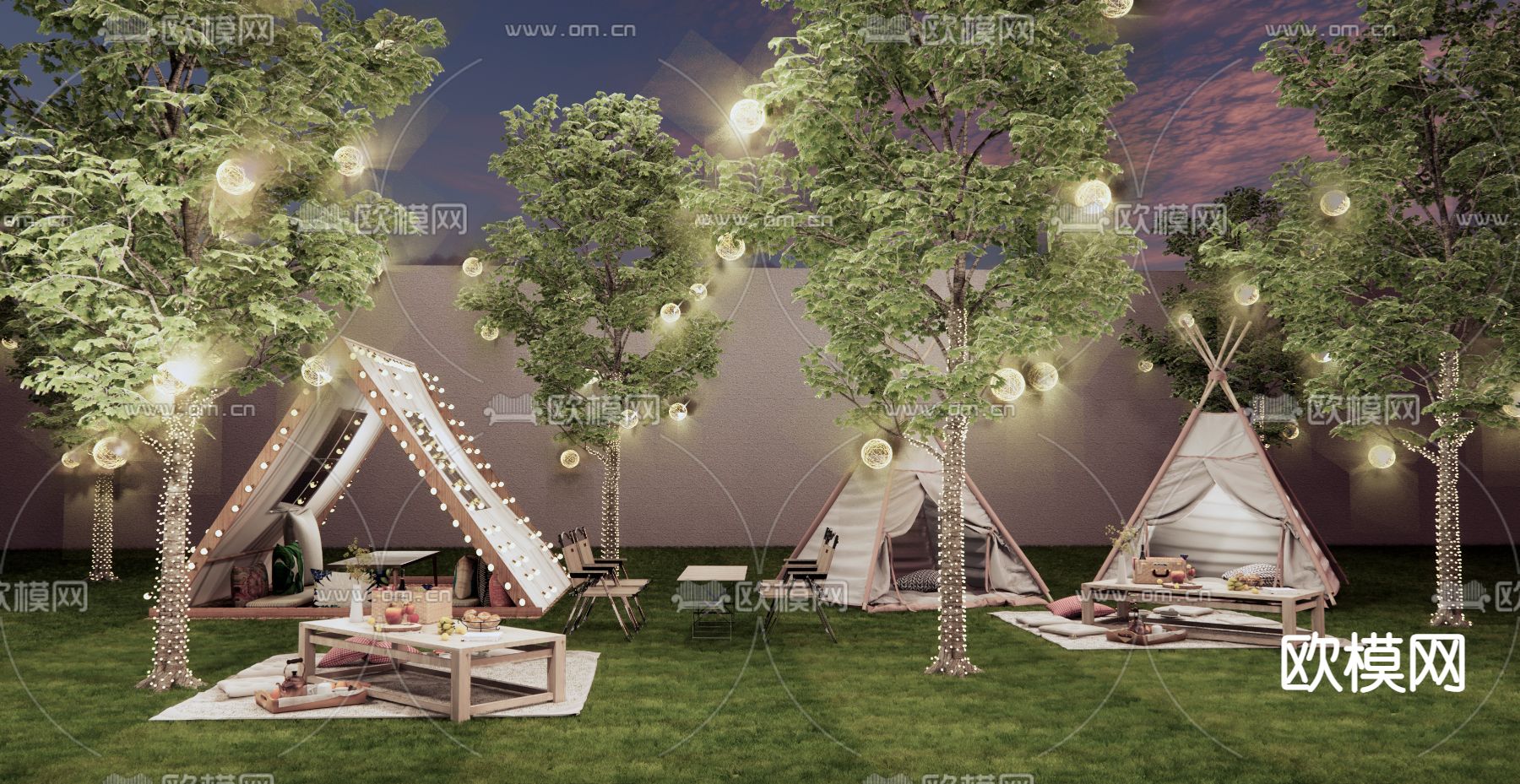 现代露营帐篷su模型下载（渲染图1）