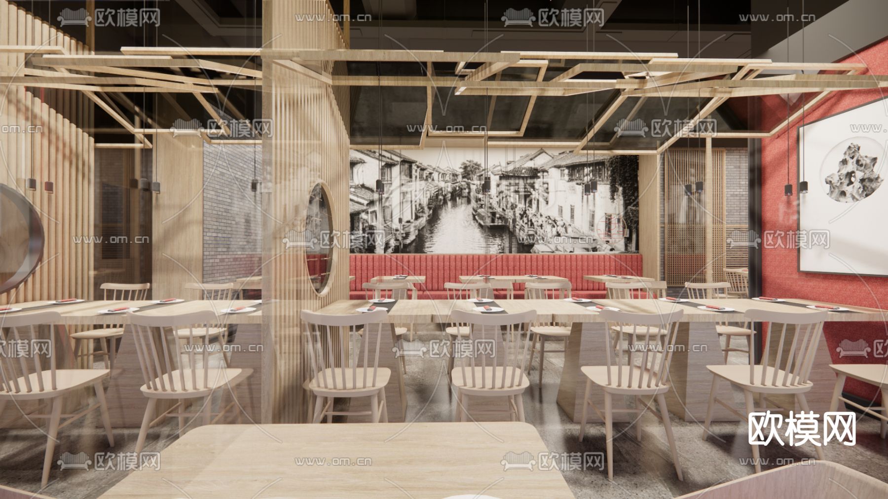 新中式中餐厅su模型