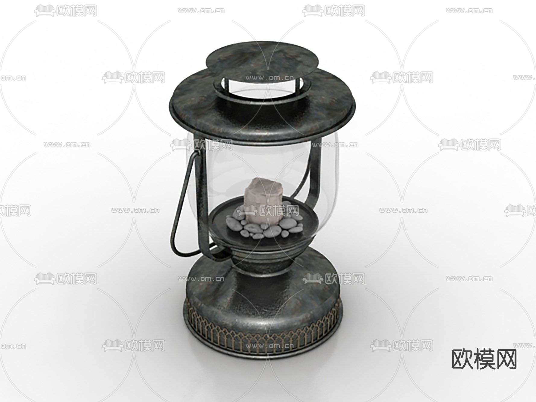 美式复古做旧金属玻璃烛台免费3d模型下载