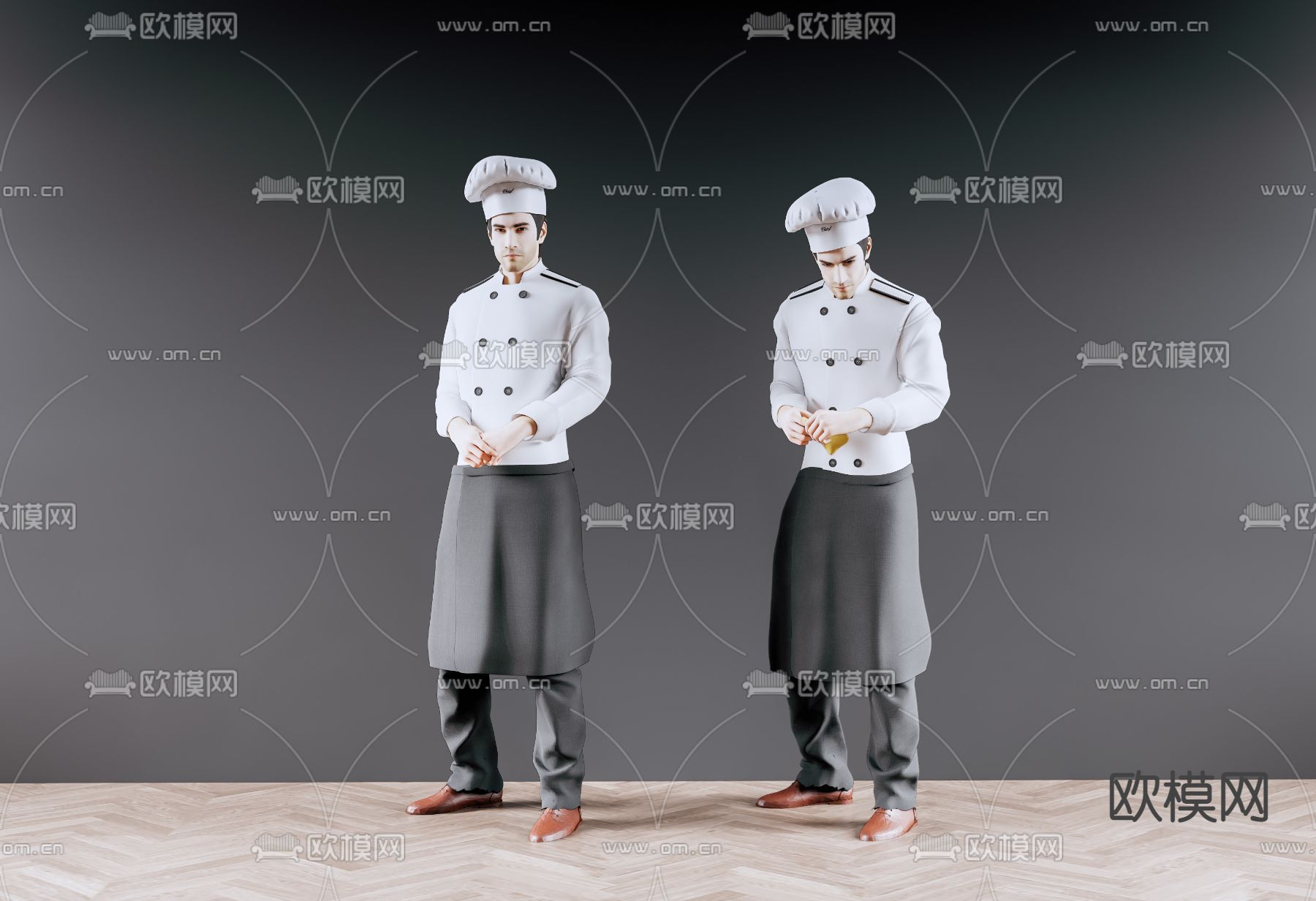现代人物厨师su模型下载（渲染图1）
