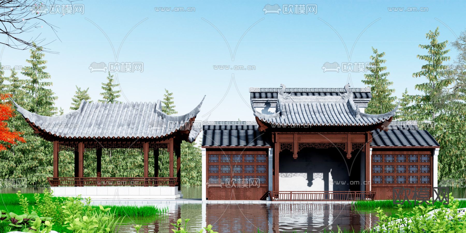 中式古建亭子3d模型下载