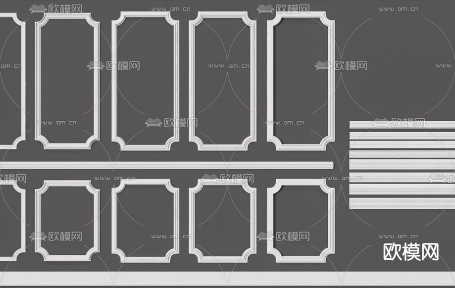 简欧墙面装饰石膏线3d模型下载