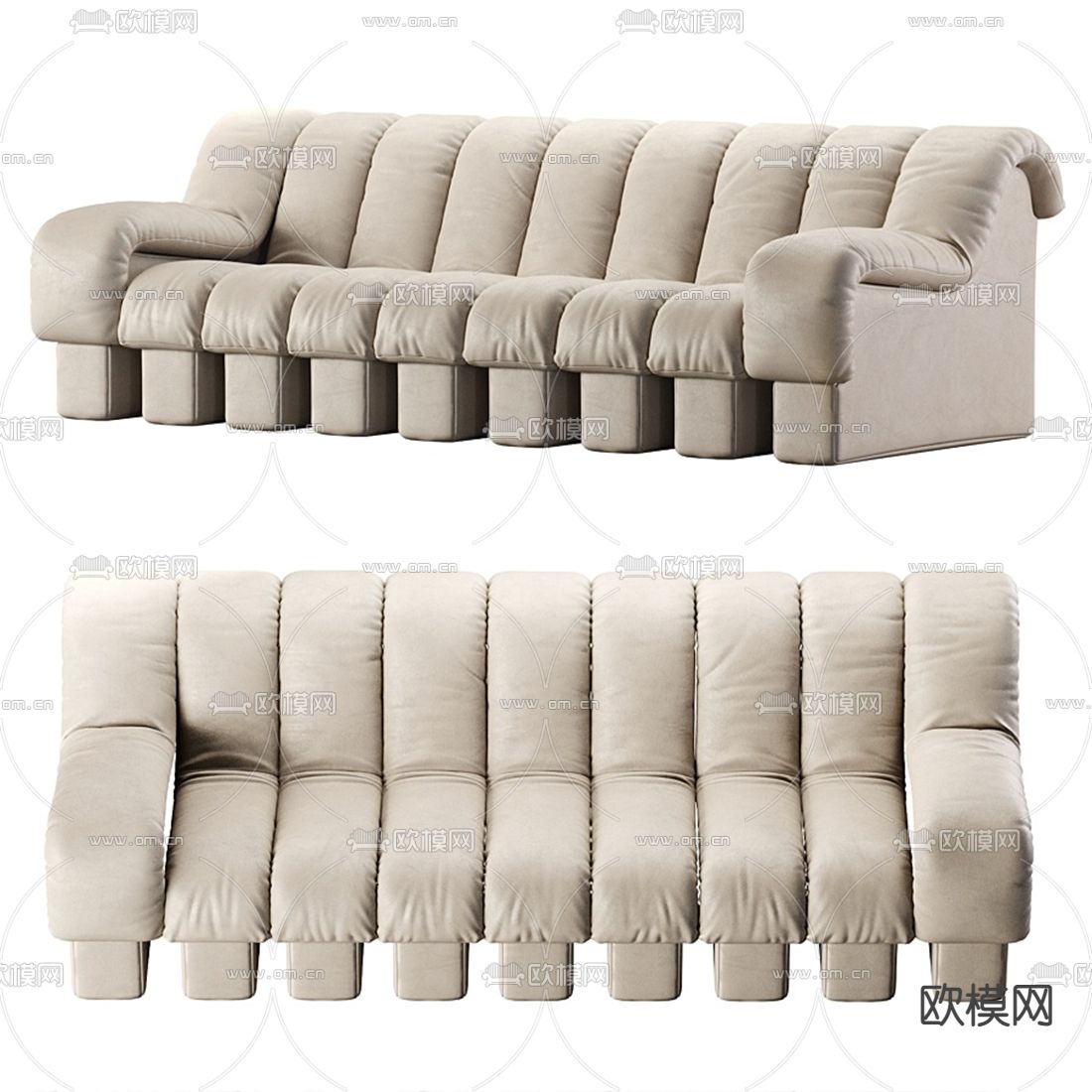 现代皮革多脚休闲沙发3d模型下载