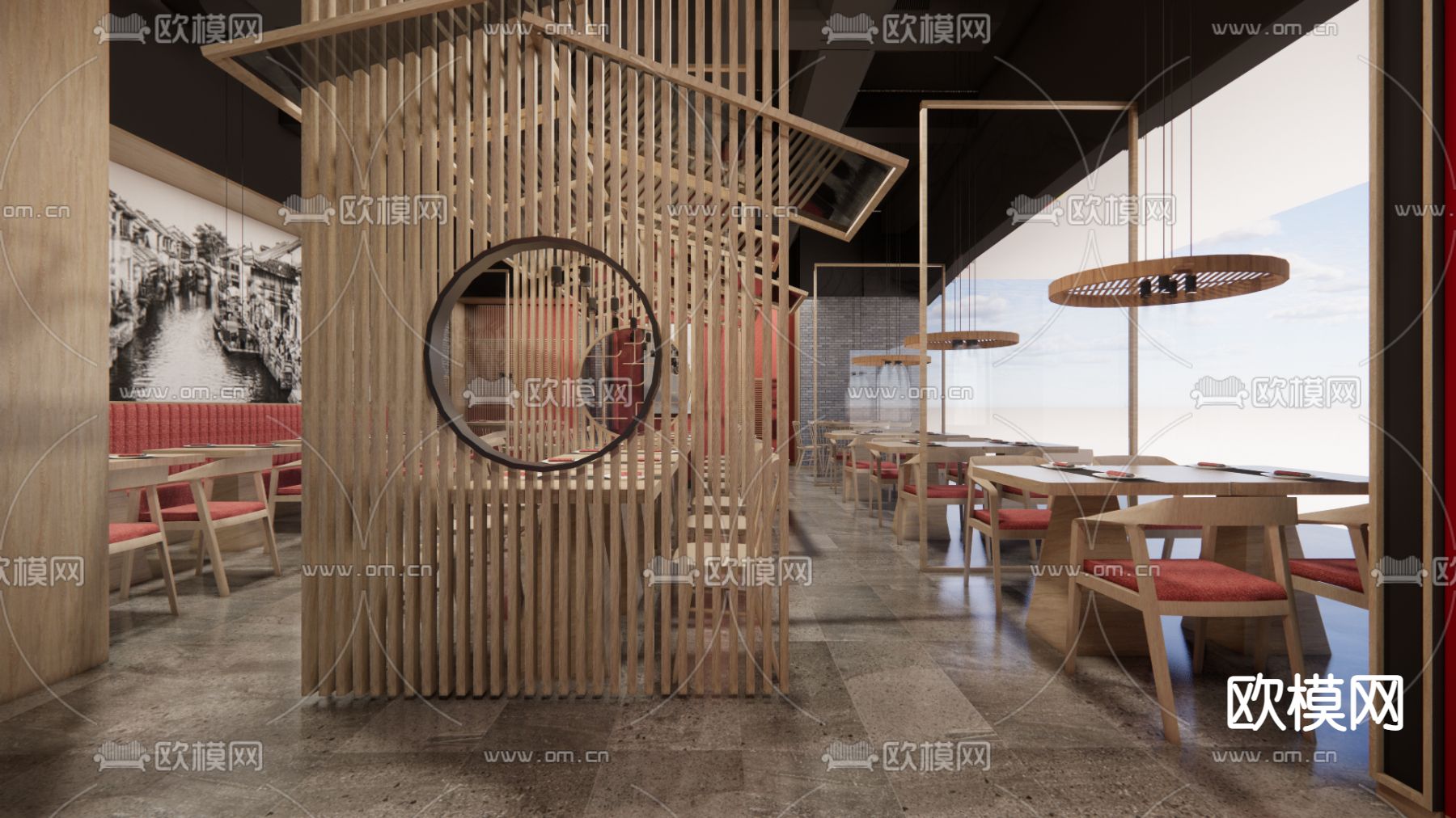 新中式中餐厅su模型