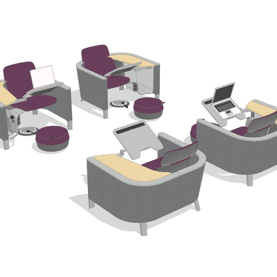  现代办公沙发su模型 