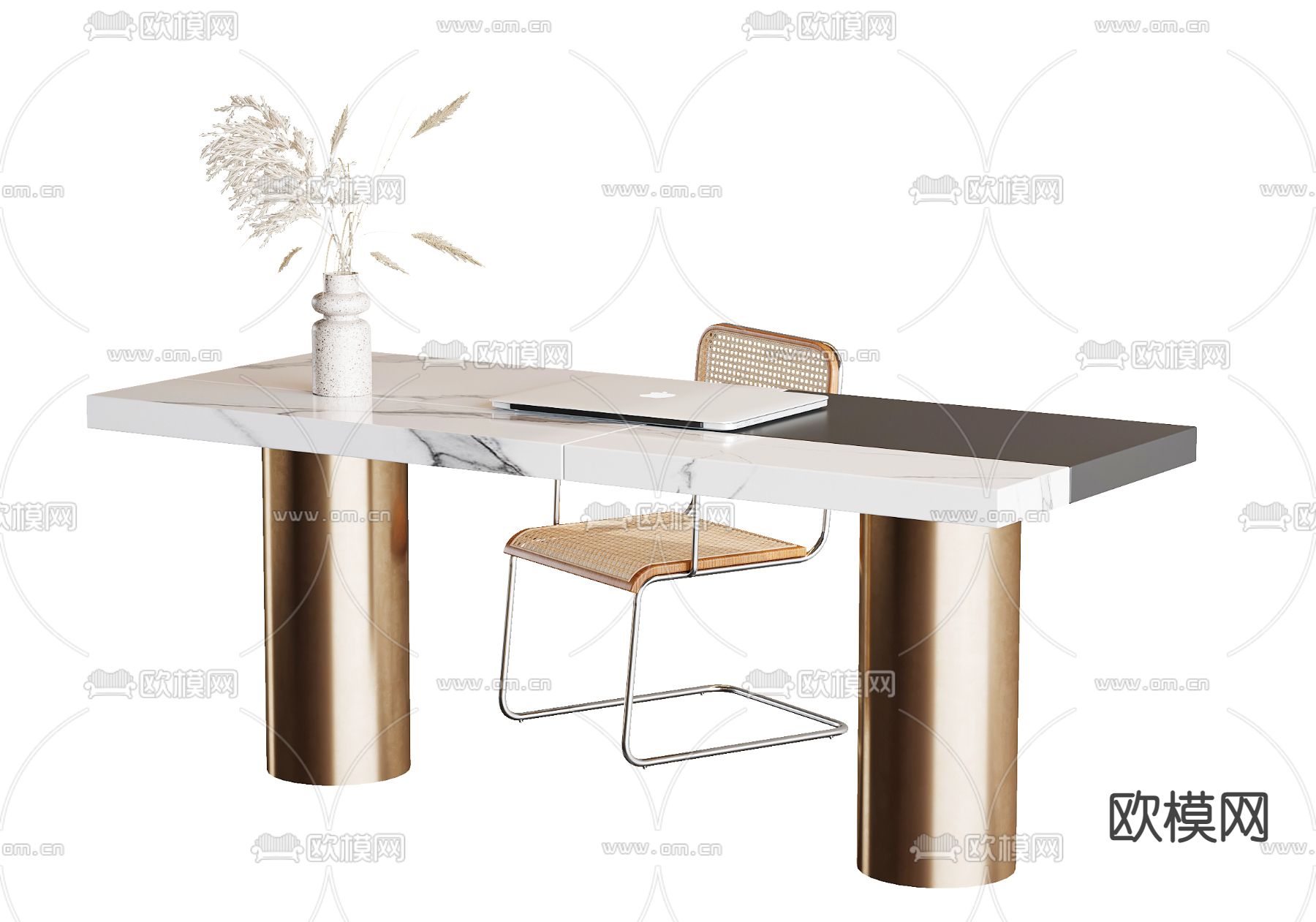 现代书桌椅su模型下载（渲染图1）