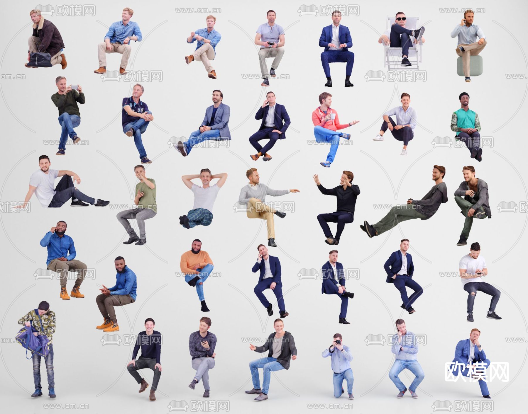 现代休闲人物3d模型下载