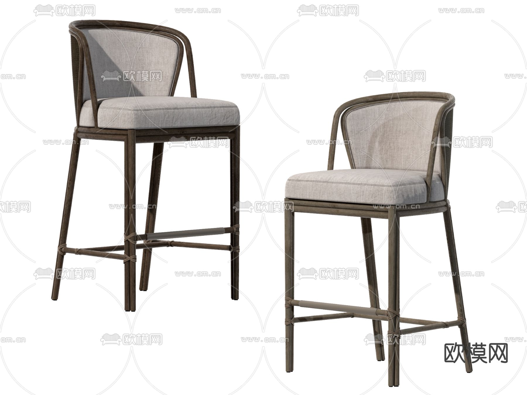 侘寂风吧台椅3d模型下载