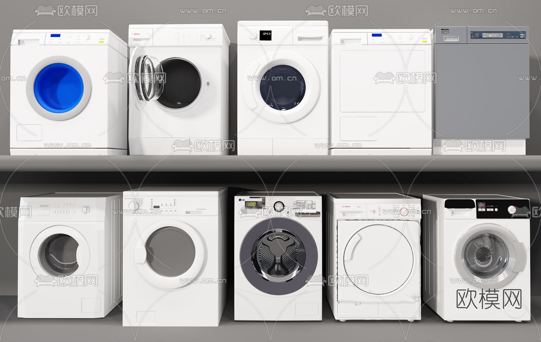 现代滚筒洗衣机3d模型下载
