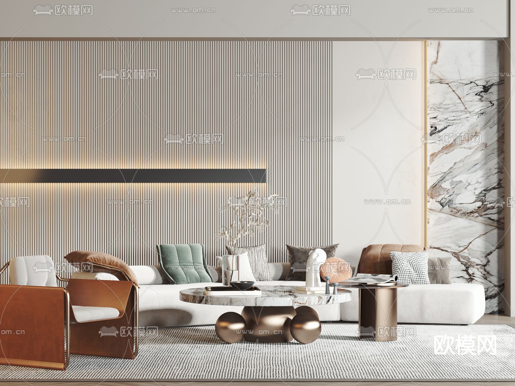 现代沙发茶几组合3d模型