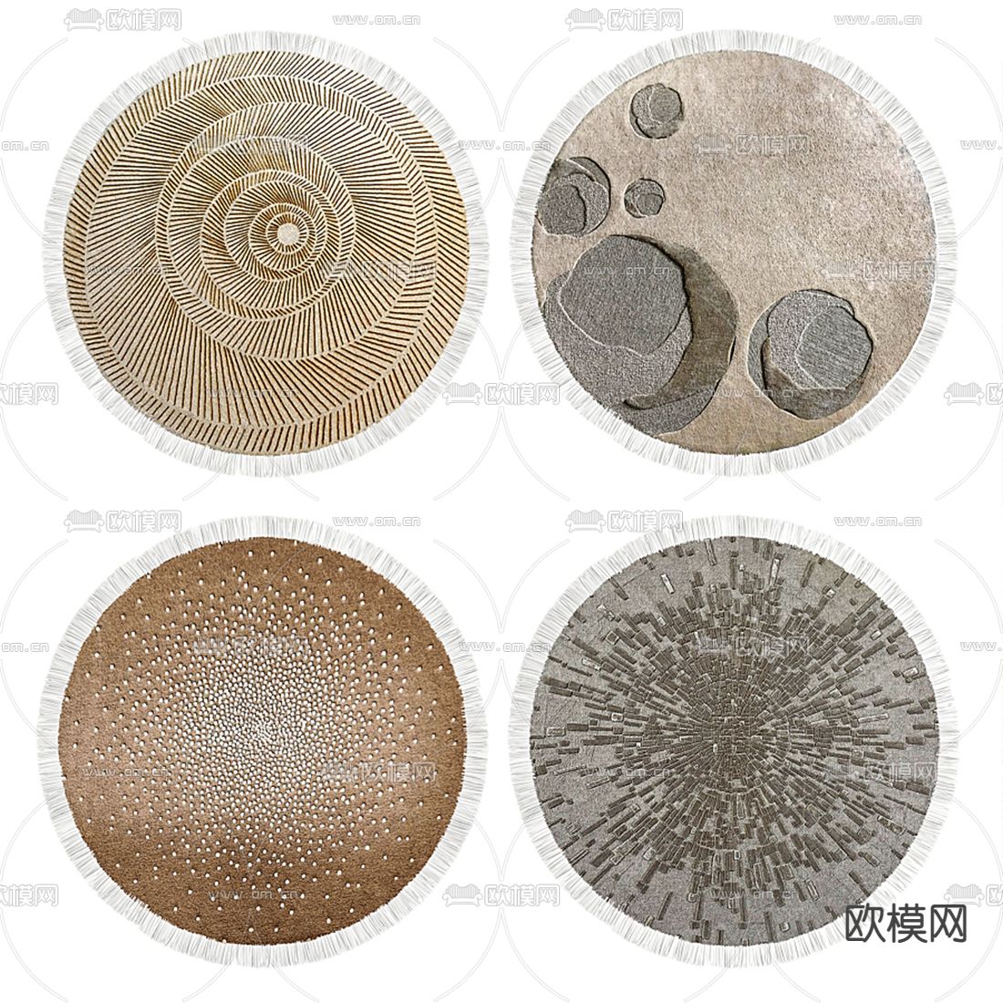 侘寂风圆形地毯3d模型下载（渲染图1）