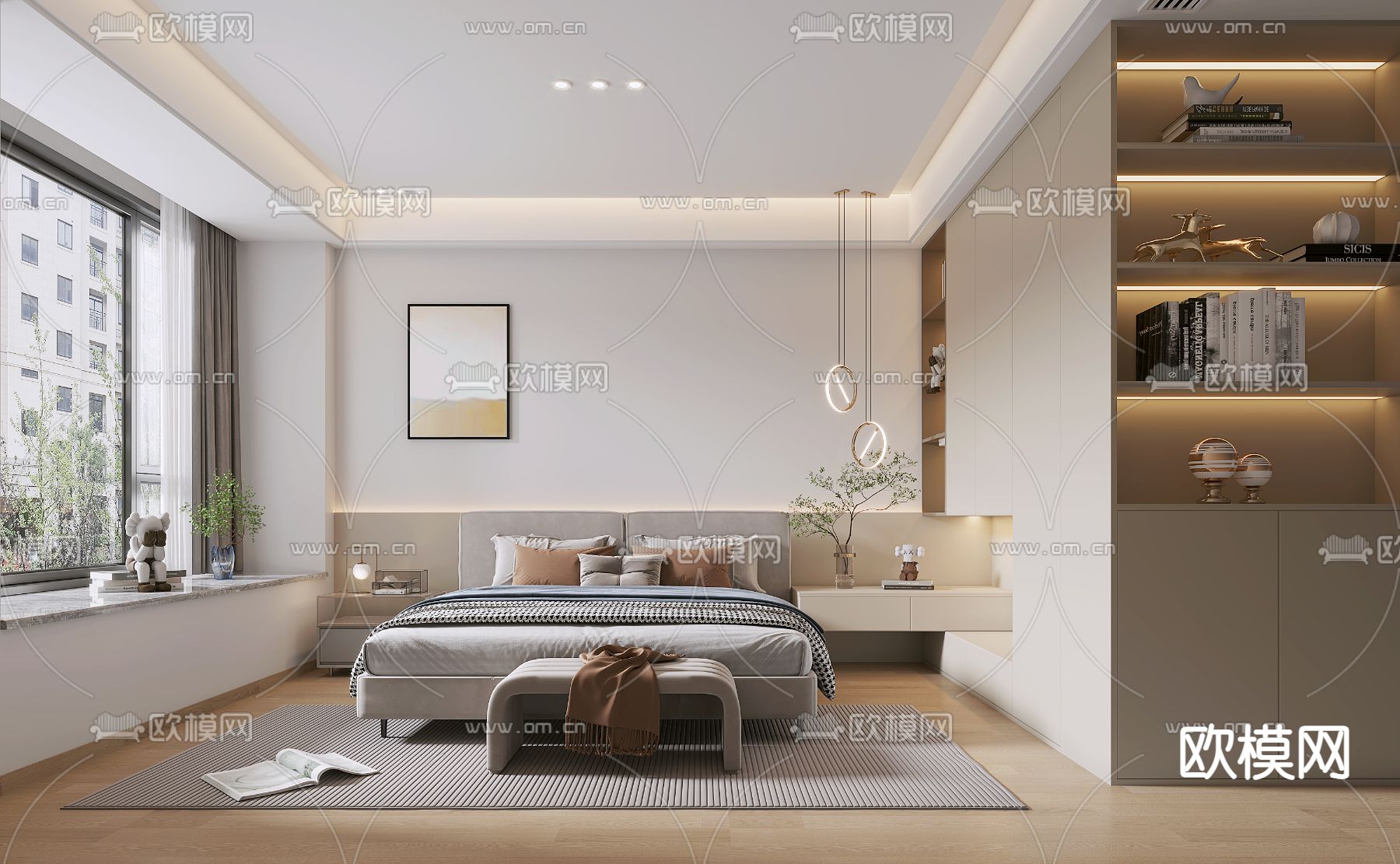 现代卧室3d模型下载