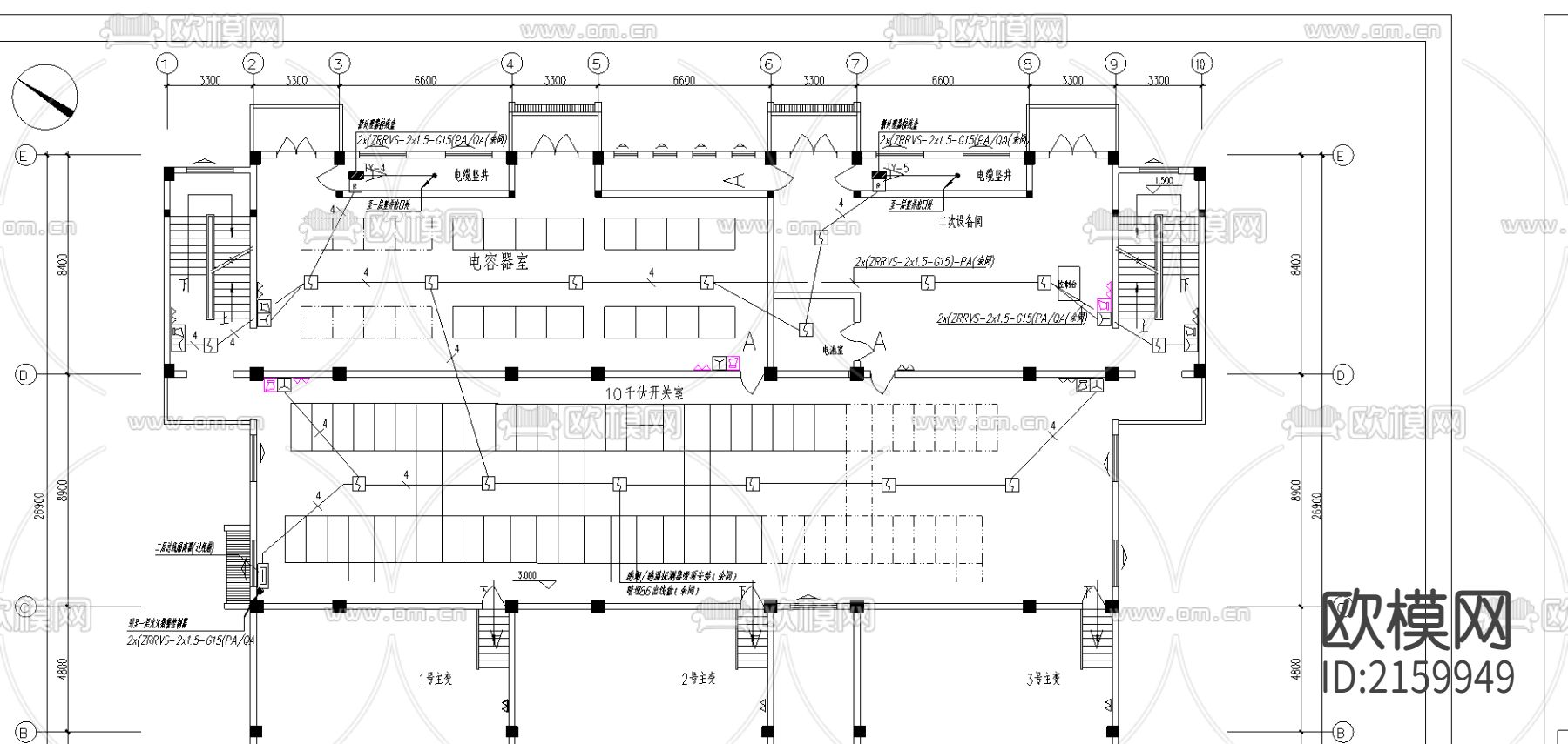 黎明变电所弱电cad施工图下载（渲染图2）