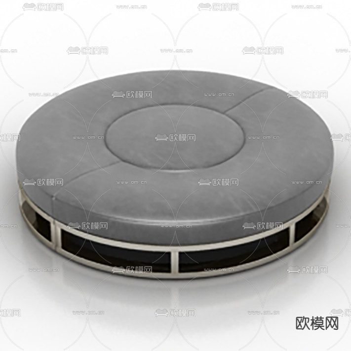 现代简约不锈钢皮革圆形公用沙发凳免费3d模型下载