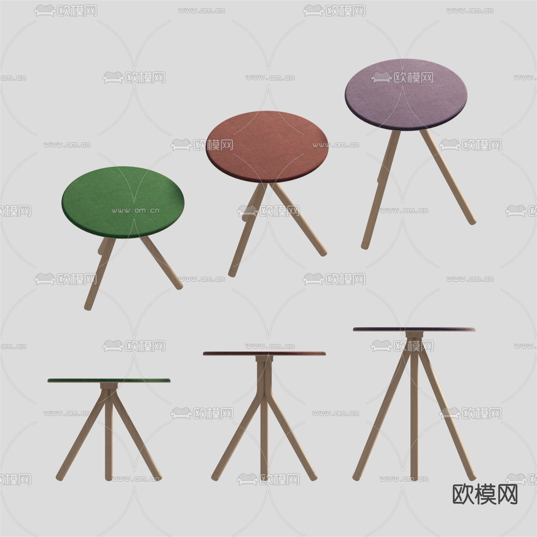 现代圆形小凳子免费3d模型下载