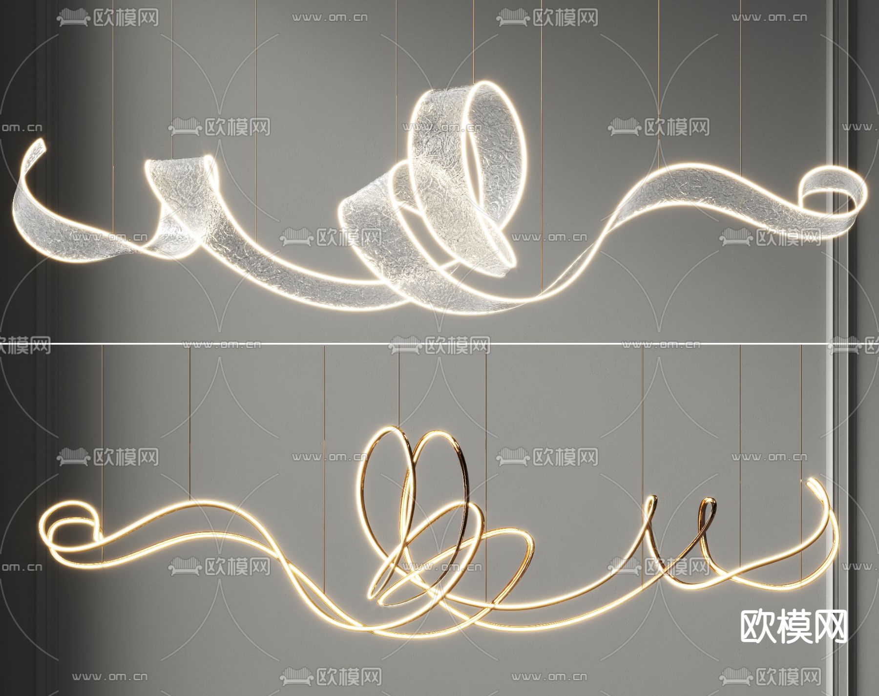 现代轻奢吊灯su模型下载（渲染图1）