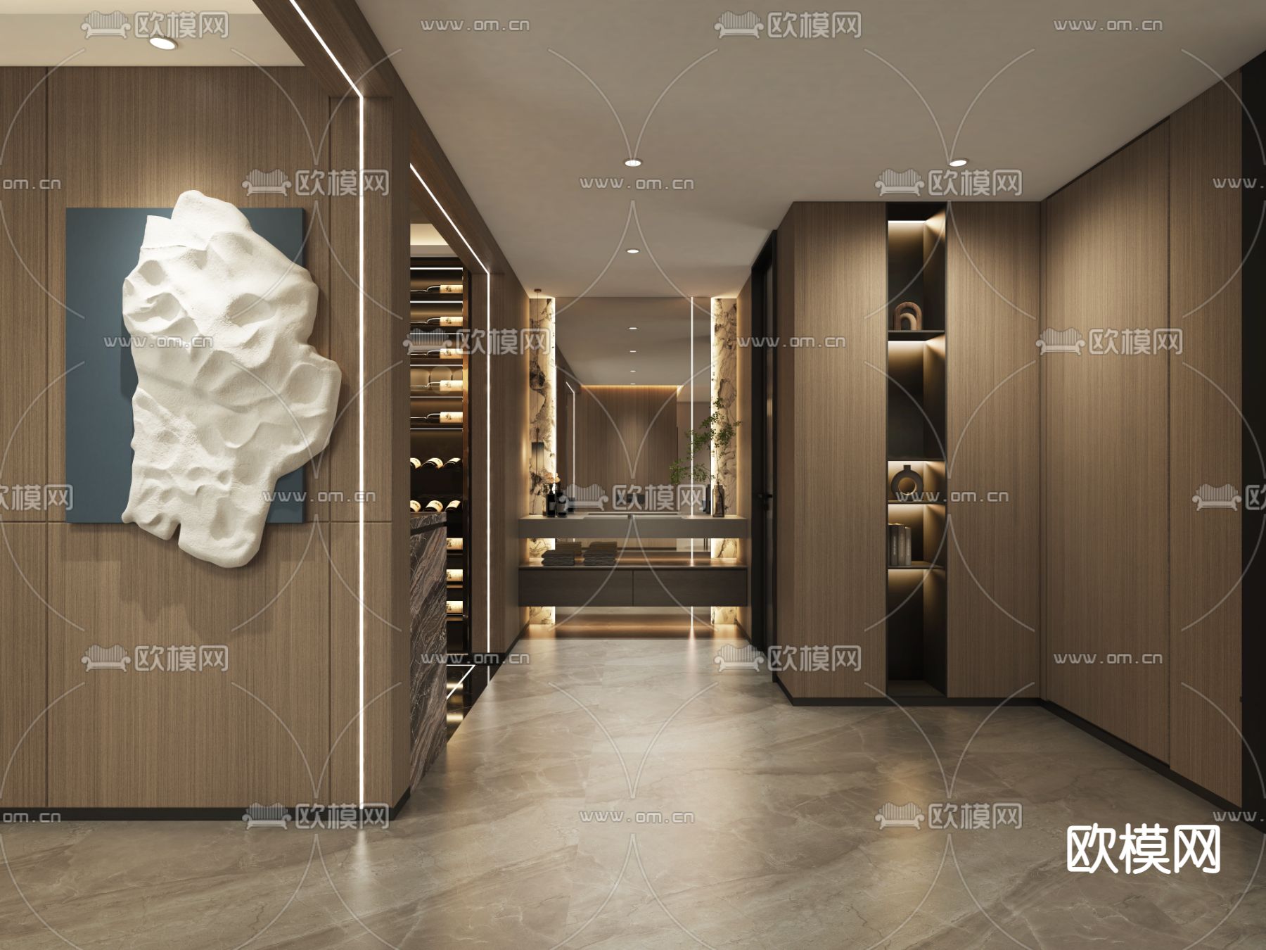 现代别墅地下室客厅酒窖3d模型下载（渲染图5）