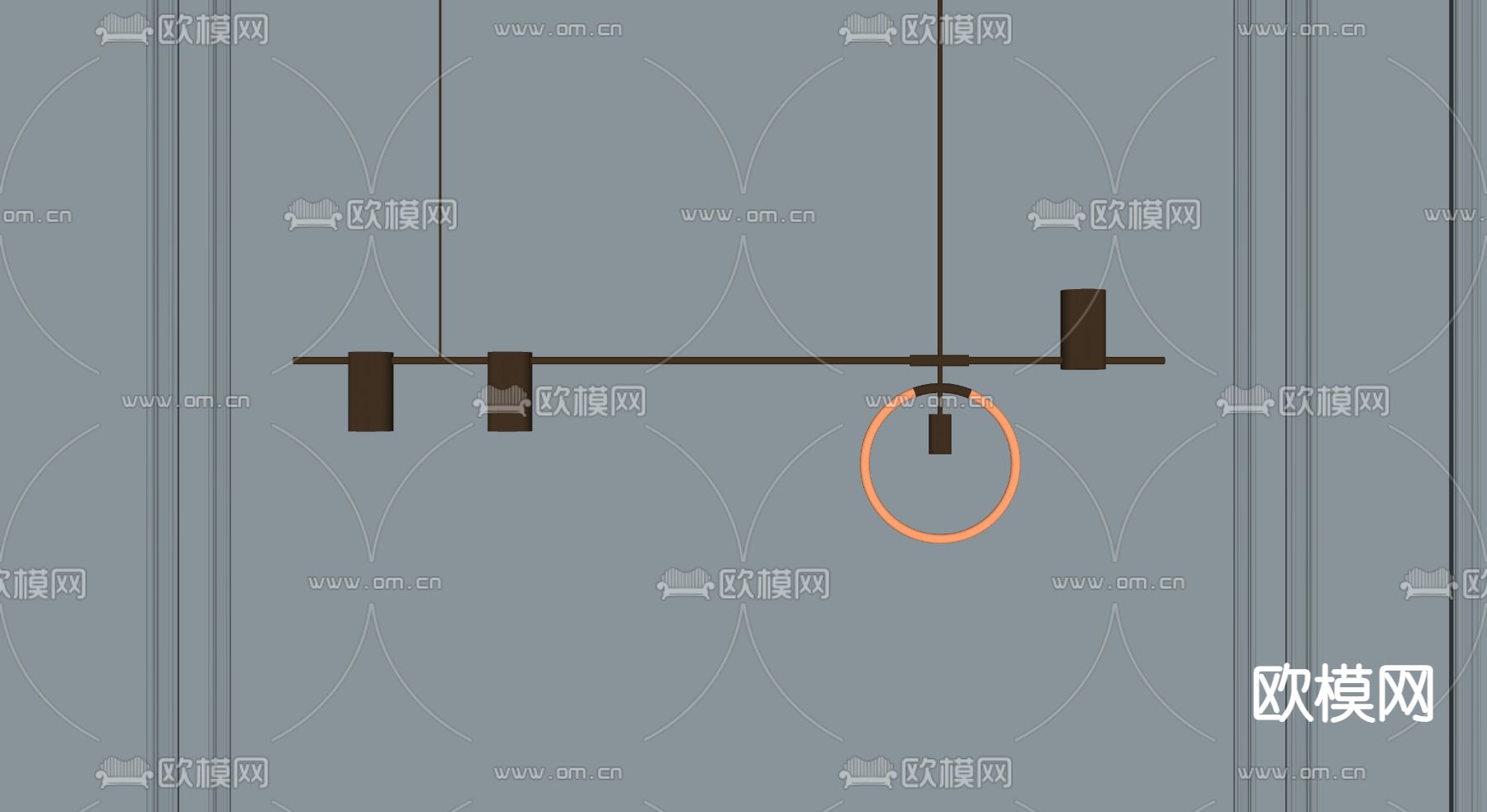 现代轻奢吊灯su模型下载（渲染图2）