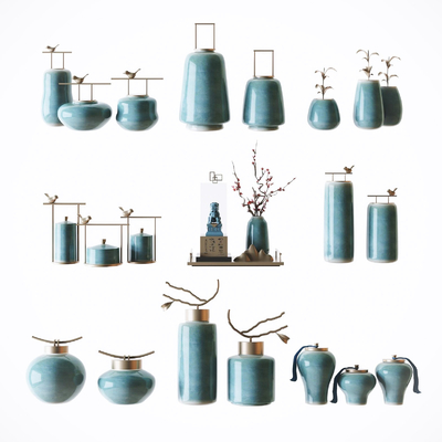  新中式陶瓷器皿su模型 