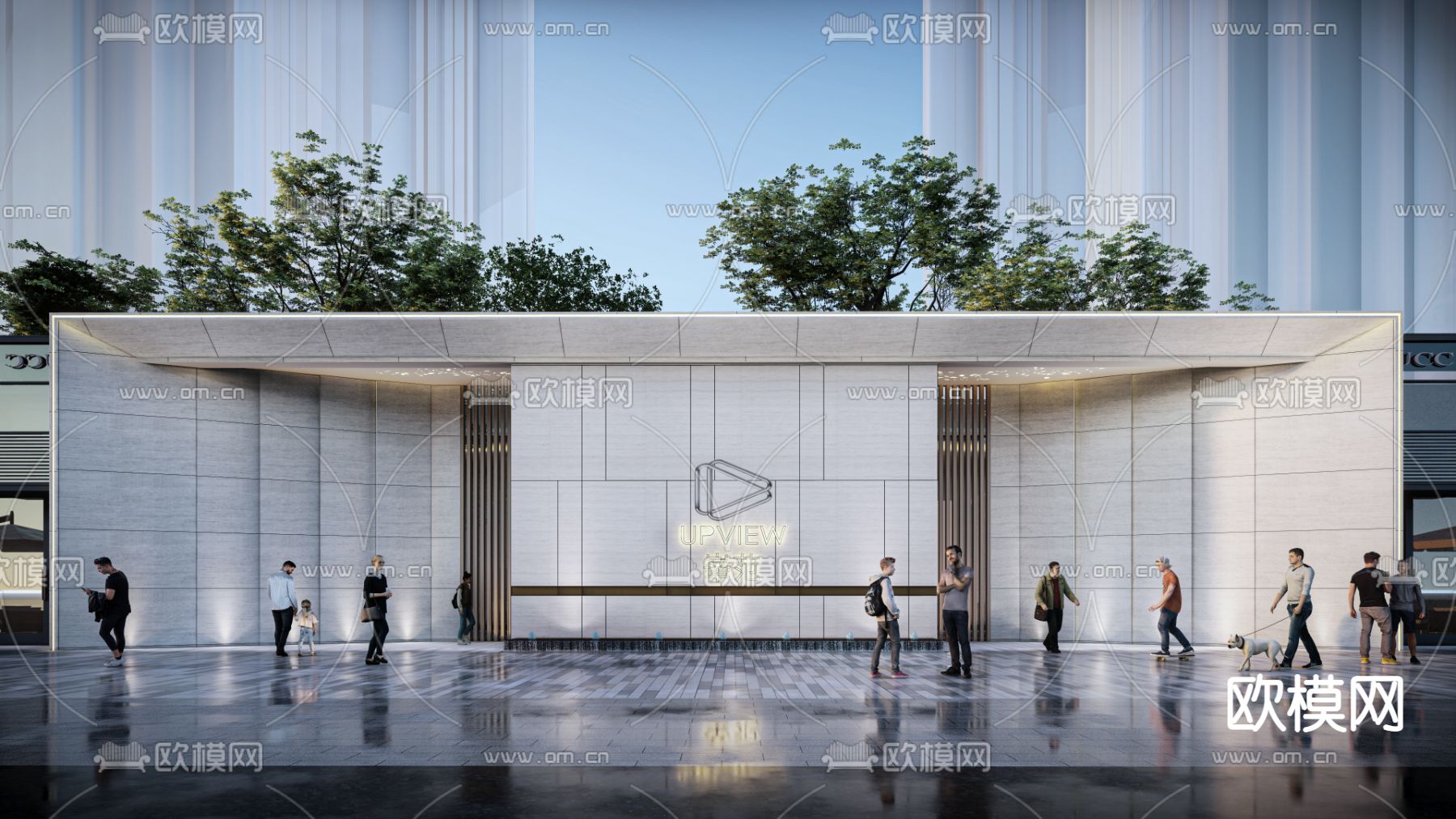 现代小区大门入口su模型