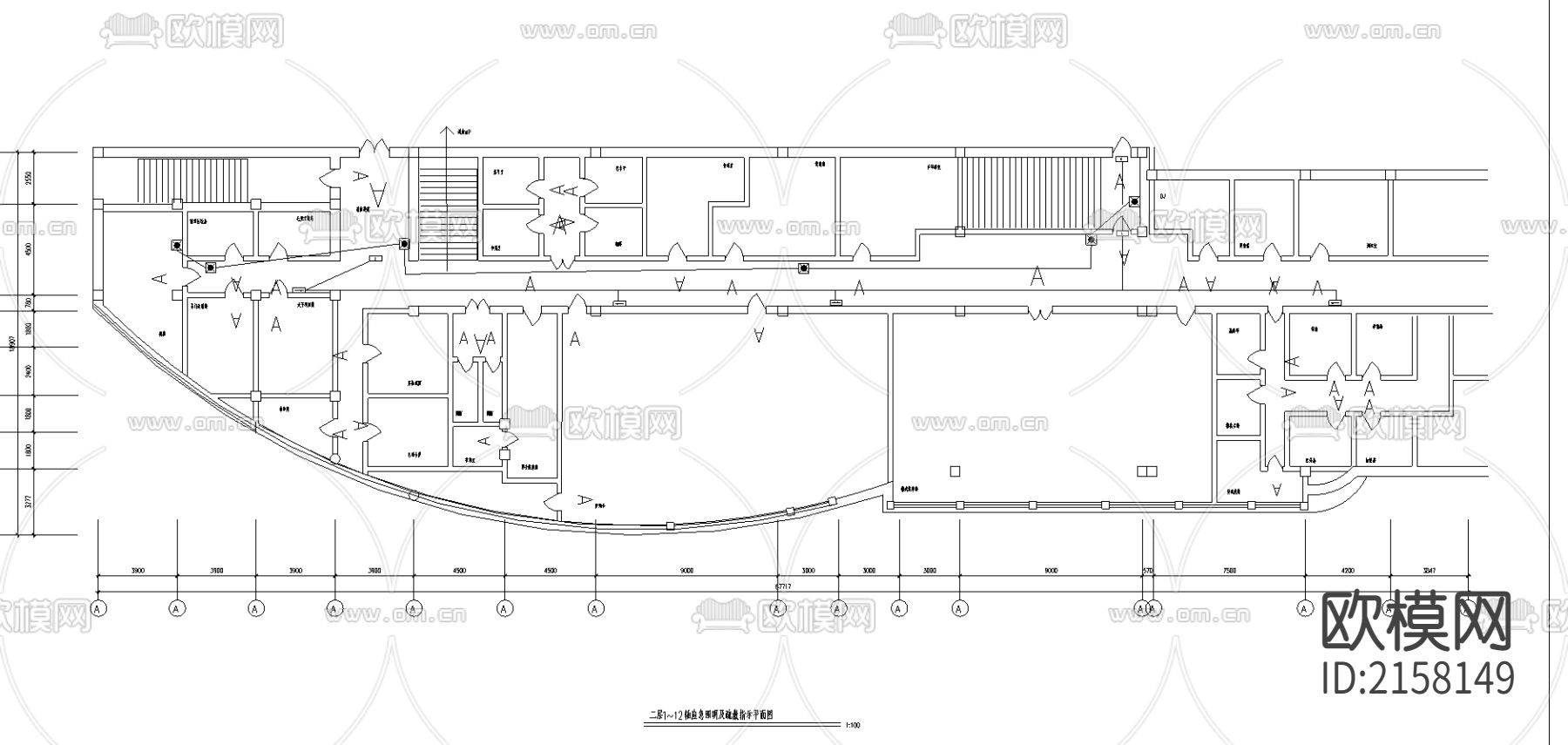 洗浴中心的消防联动及应急照明cad施工图下载（渲染图1）