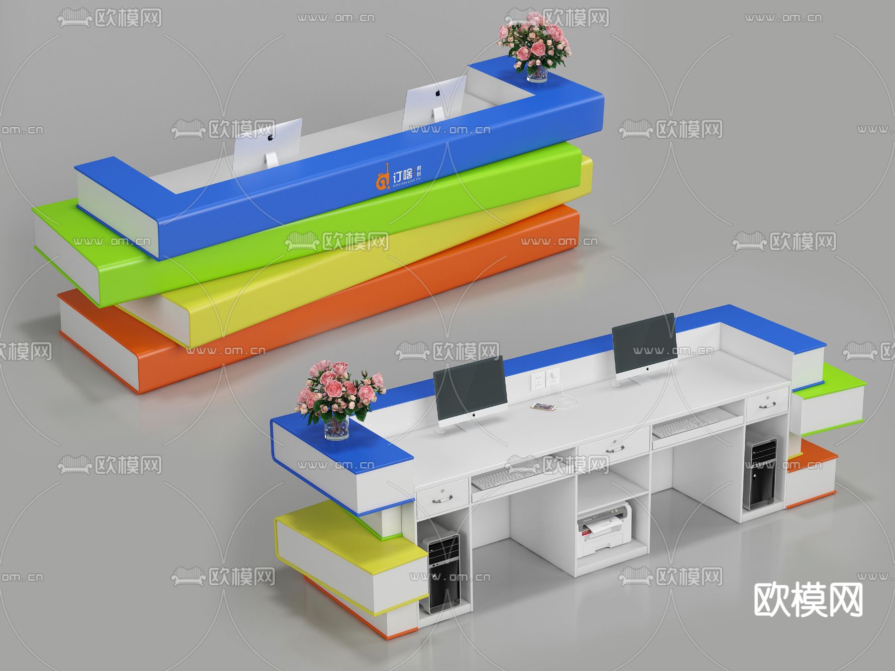 现代订啥前台接待台3d模型下载