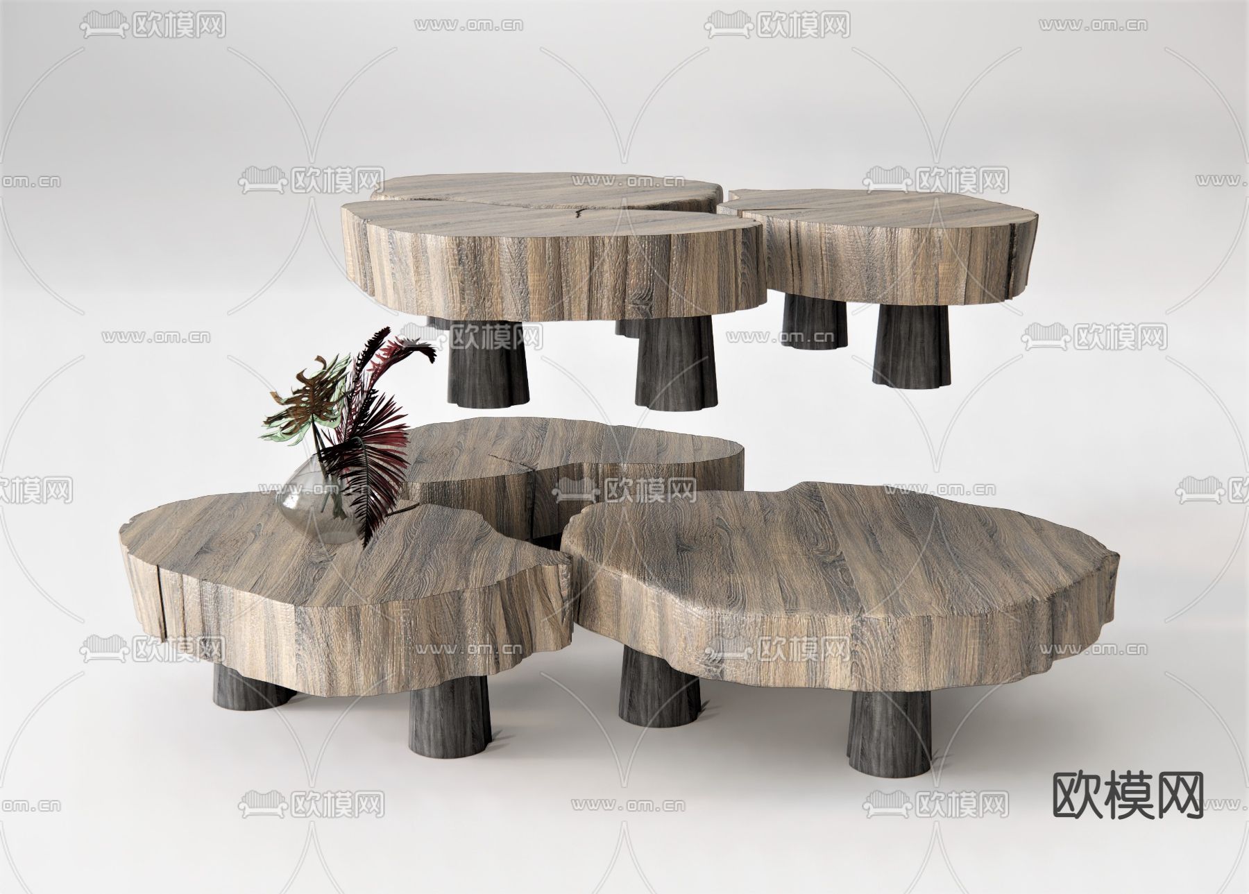 北欧原木茶几su模型下载（渲染图1）