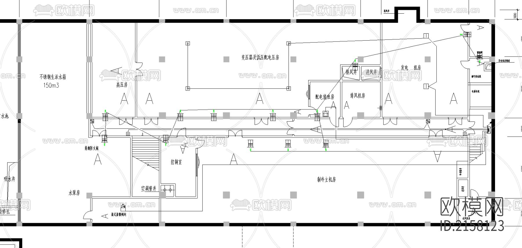 集团设备楼消防平面图下载（渲染图1）