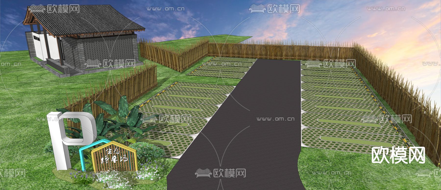 现代停车场-sketchup模型_sketchup模型库_建E室内设计网!