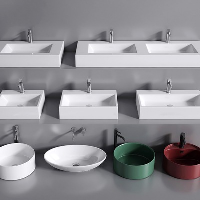  现代洗手盆su模型 