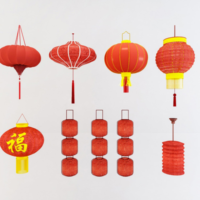  中式灯笼装饰灯su模型 