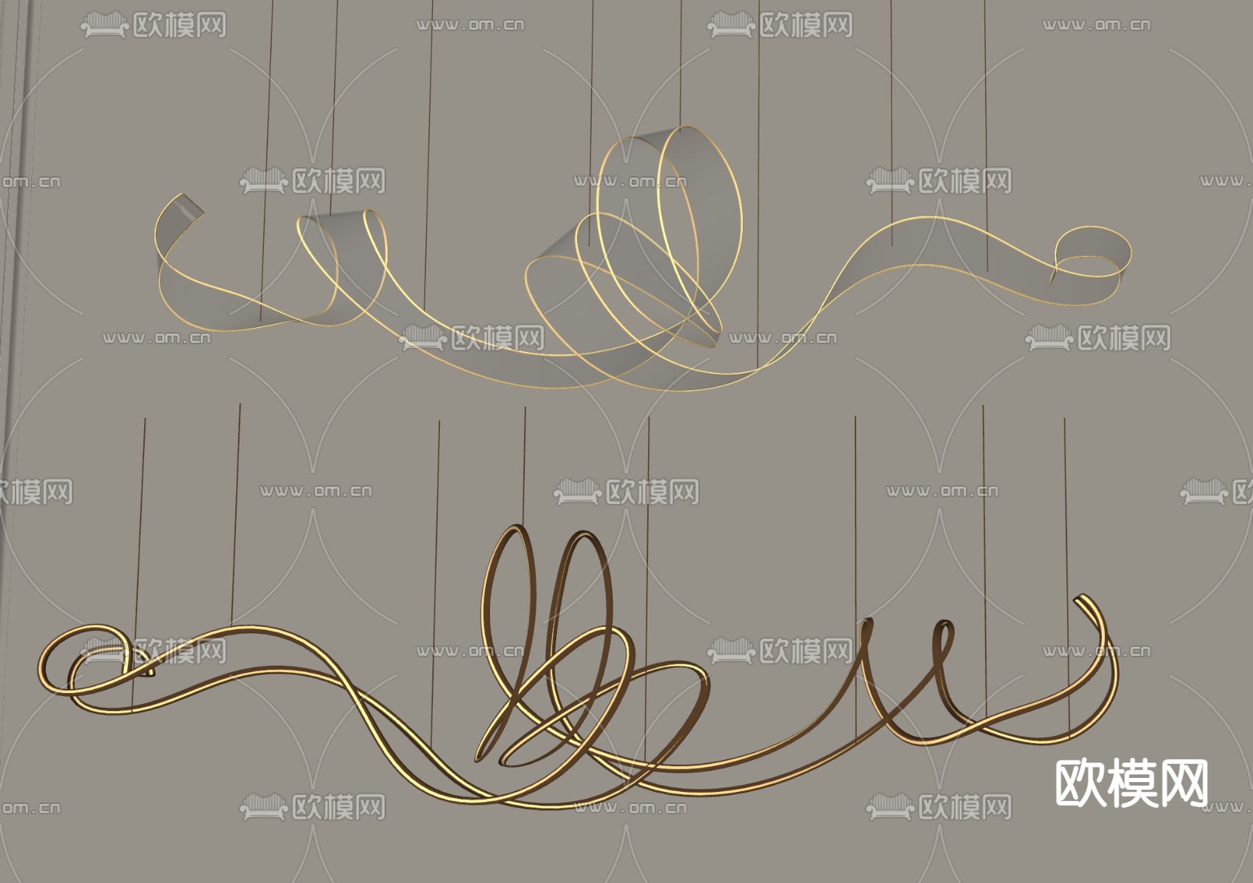 现代轻奢吊灯su模型下载（渲染图2）