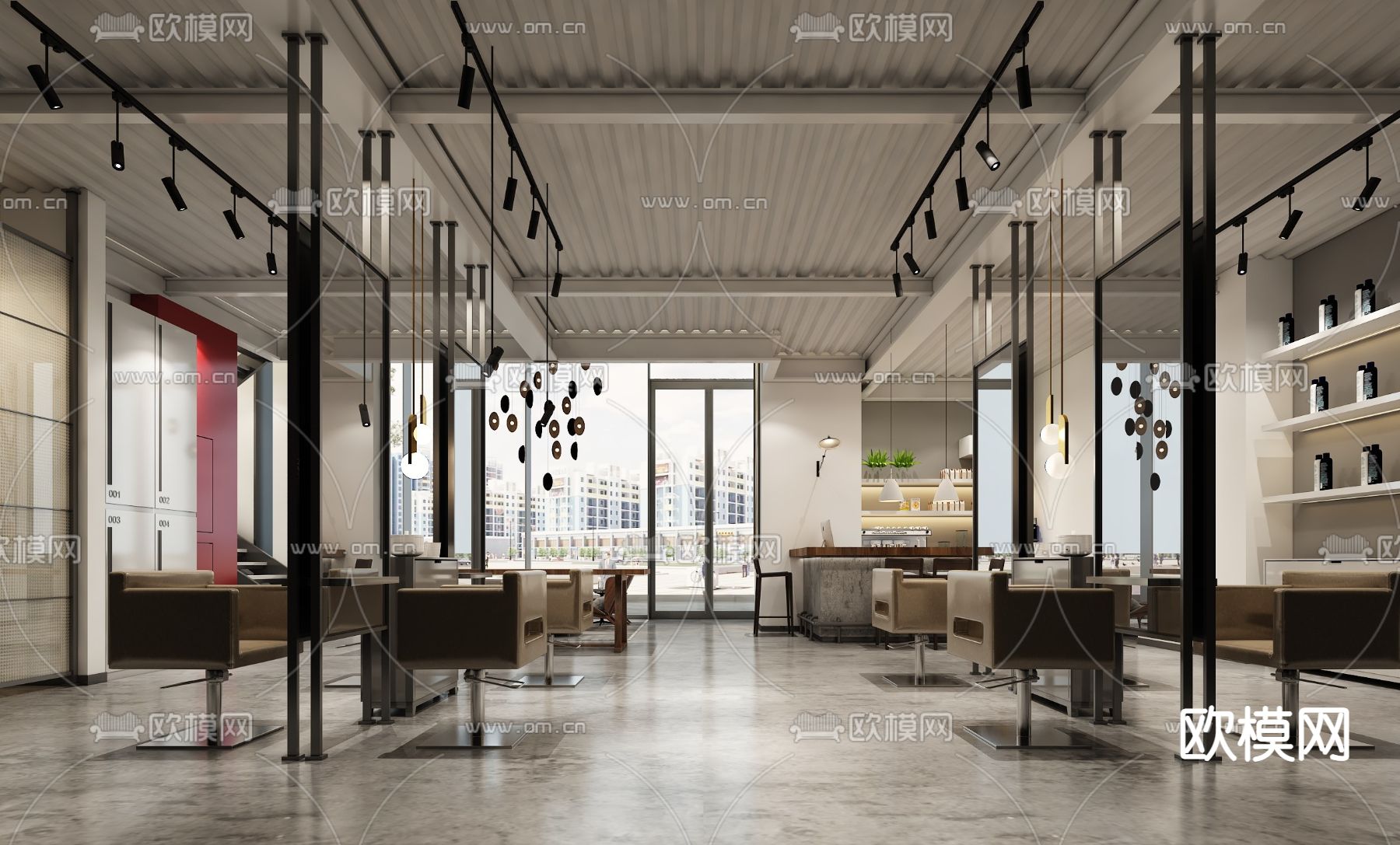 现代美发店3d模型下载（渲染图2）