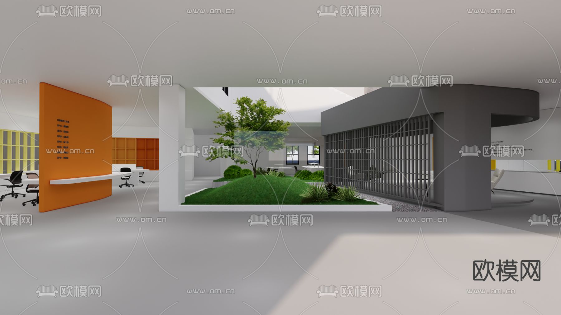 现代中庭天井景观su模型下载（渲染图4）