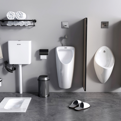  现代小便器蹲便器su模型 