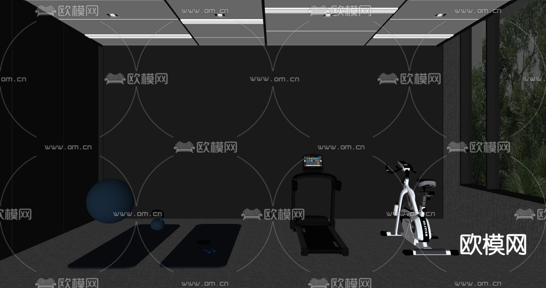 现代健身房su模型下载（渲染图2）