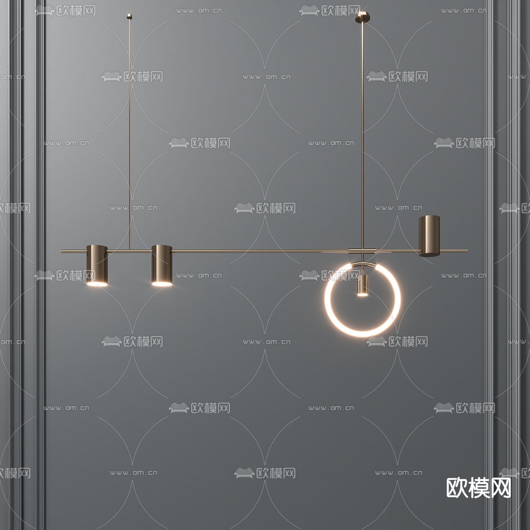 现代轻奢吊灯su模型下载（渲染图1）