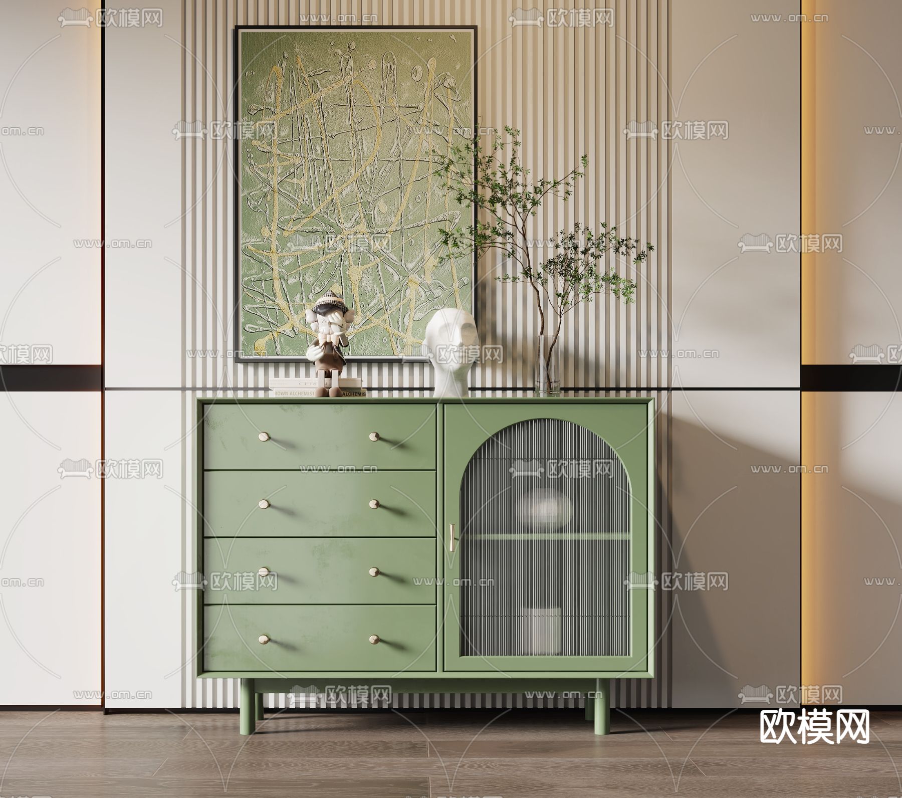 北欧轻奢餐边柜3d模型下载（渲染图1）