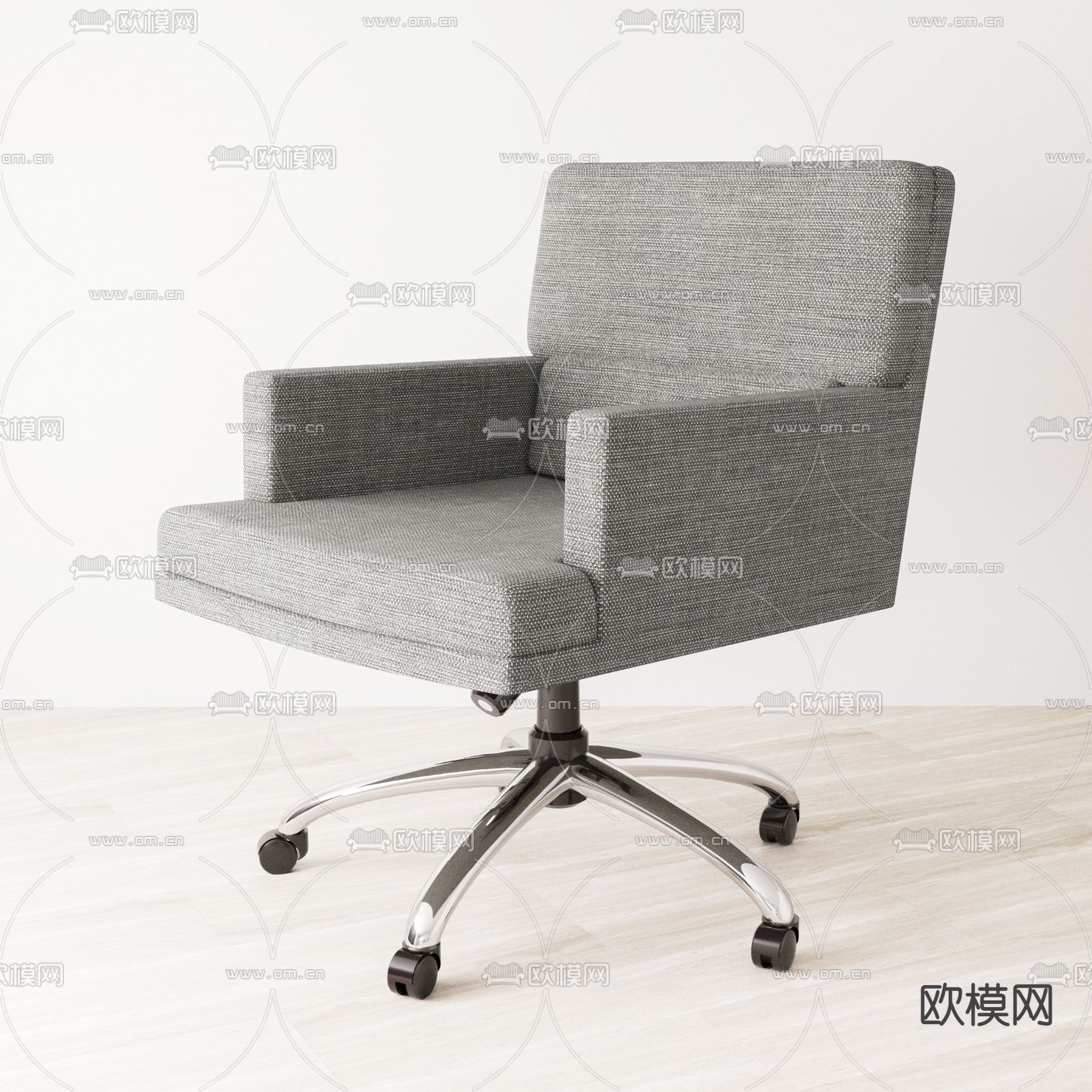 现代布艺办公椅班前椅3d模型下载（渲染图3）