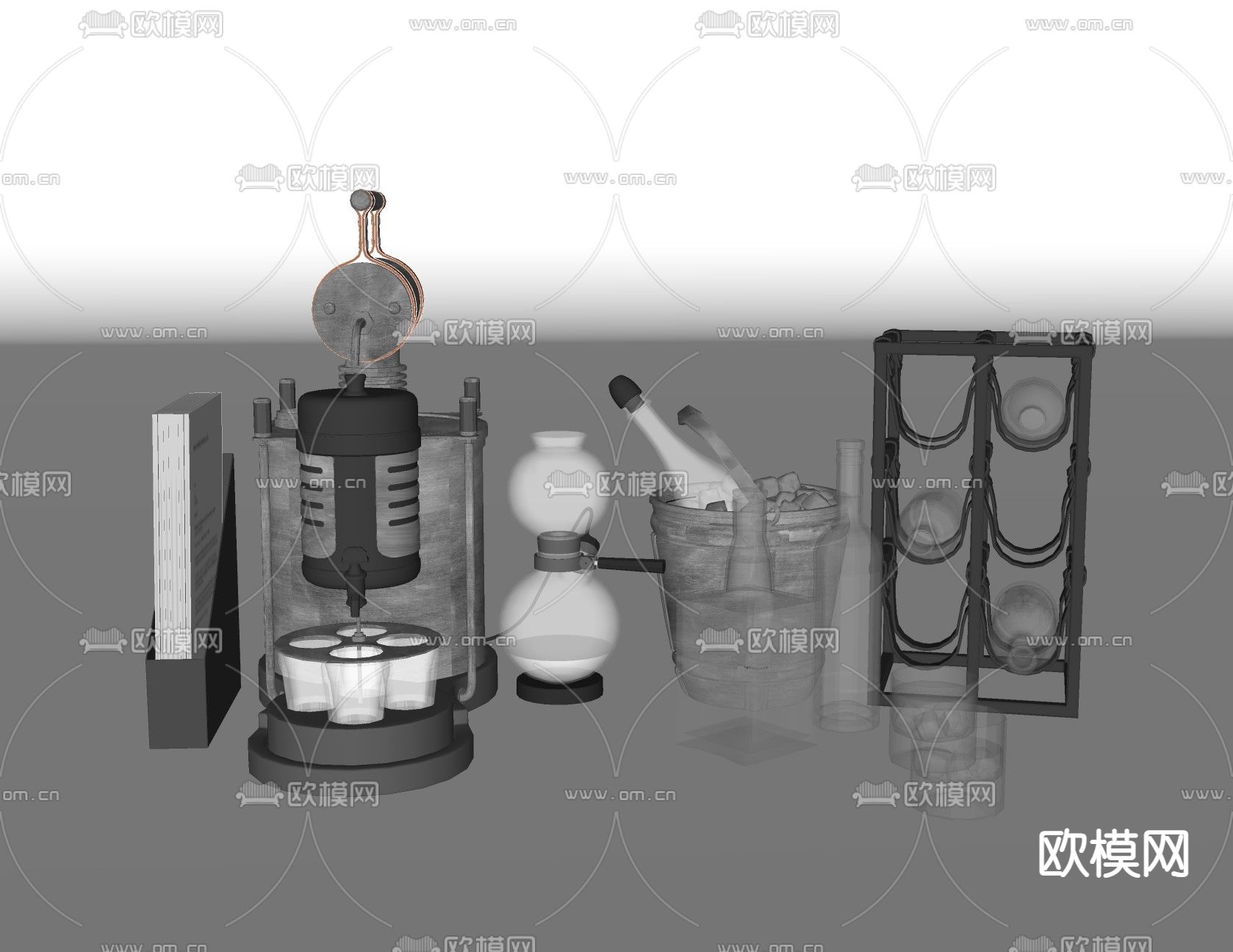 欧式酒具精酿酒壶su模型下载（渲染图2）