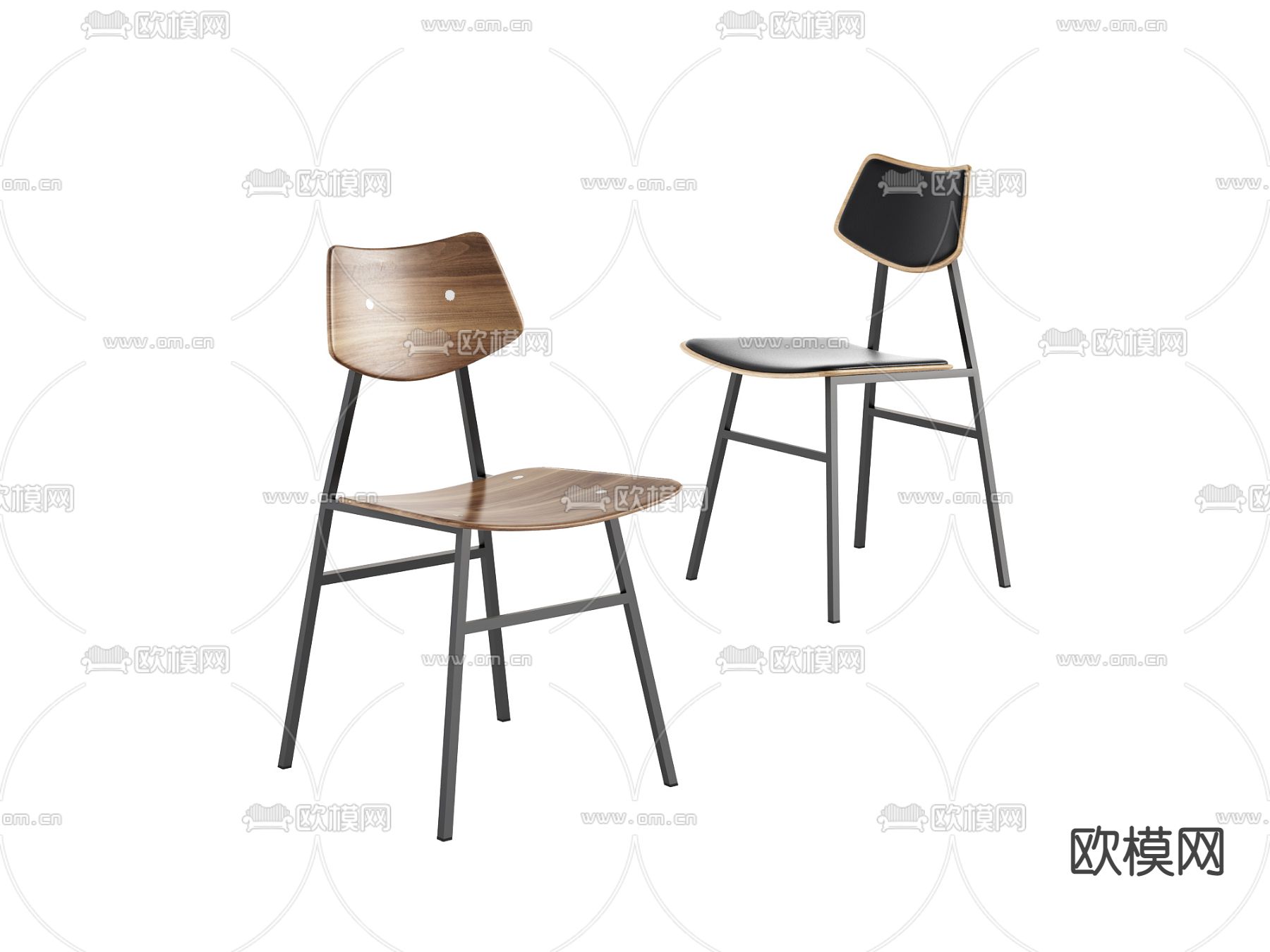 现代实木单椅3d模型下载