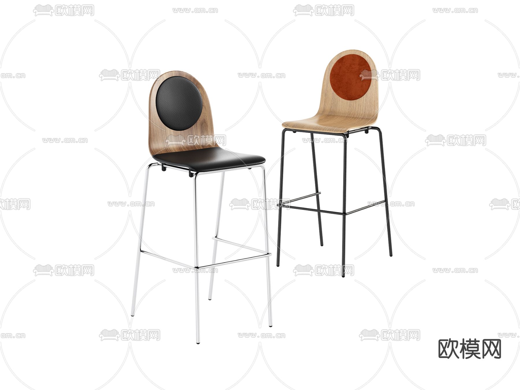 后现代高脚吧台椅3d模型下载
