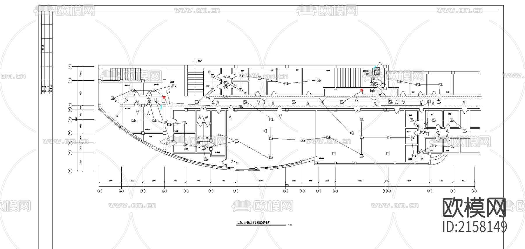 洗浴中心的消防联动及应急照明cad施工图下载（渲染图3）