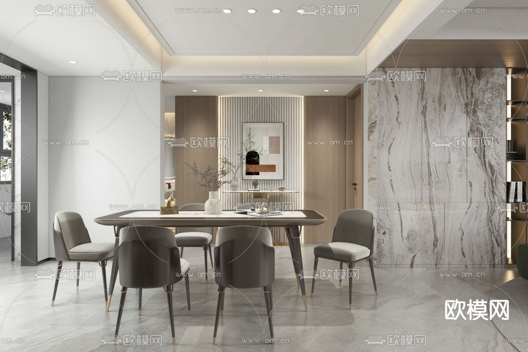 现代复式别墅客餐厅3d模型下载（渲染图4）