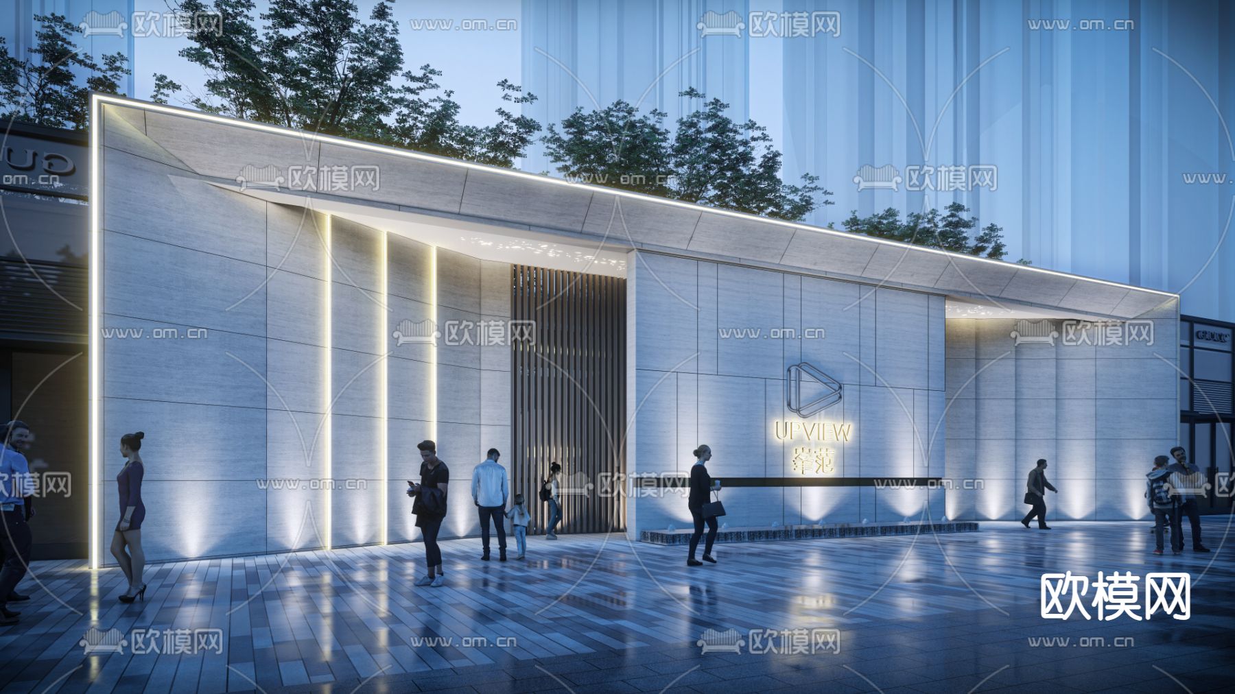 现代小区大门入口su模型