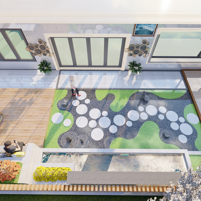  现代屋顶花园su模型 