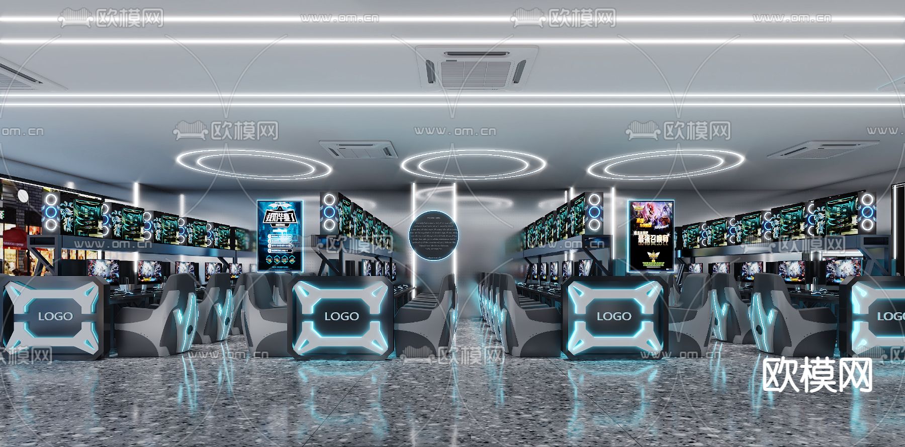 现代网咖网吧大厅3d模型下载