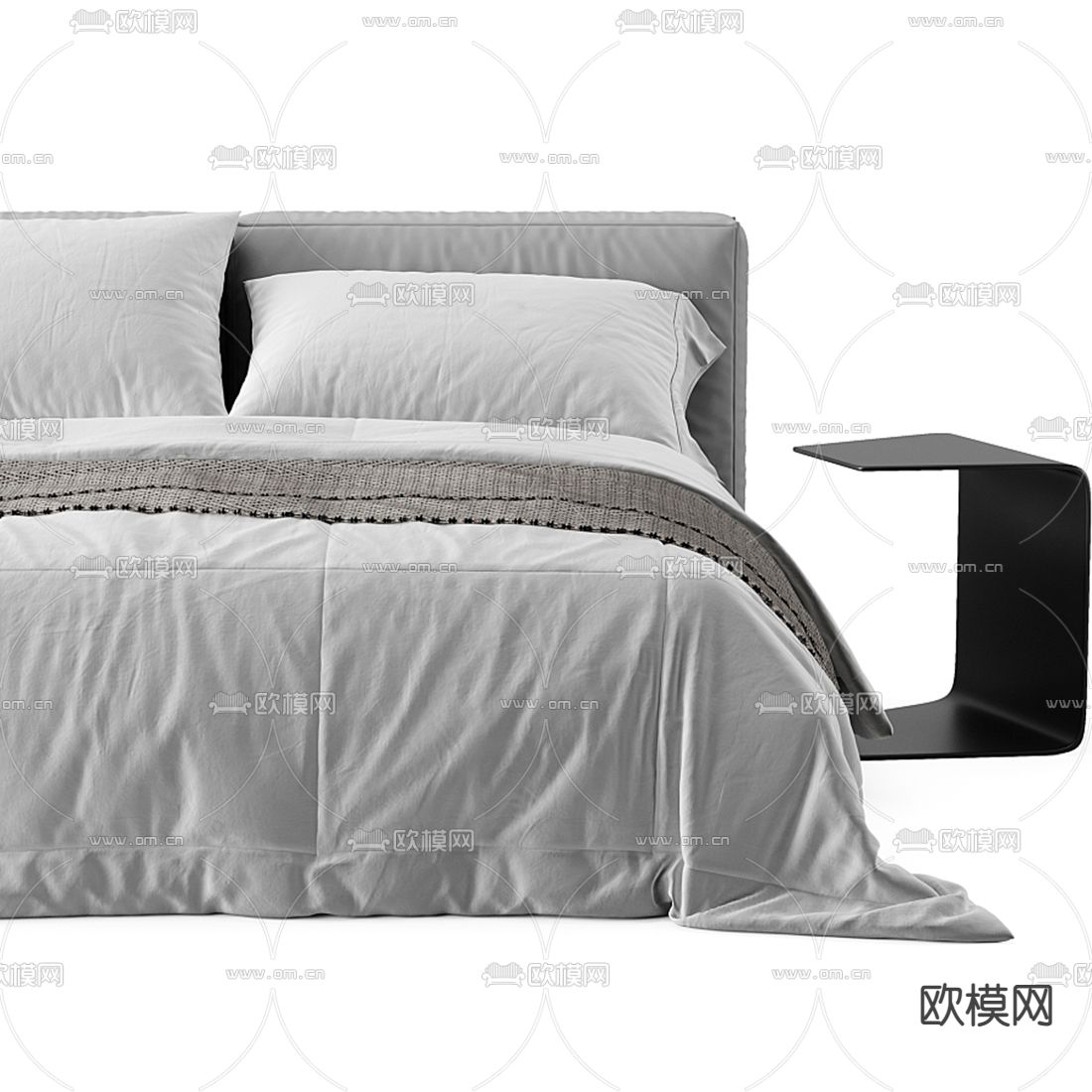 Meridiani 现代布艺双人床3d模型下载（渲染图3）