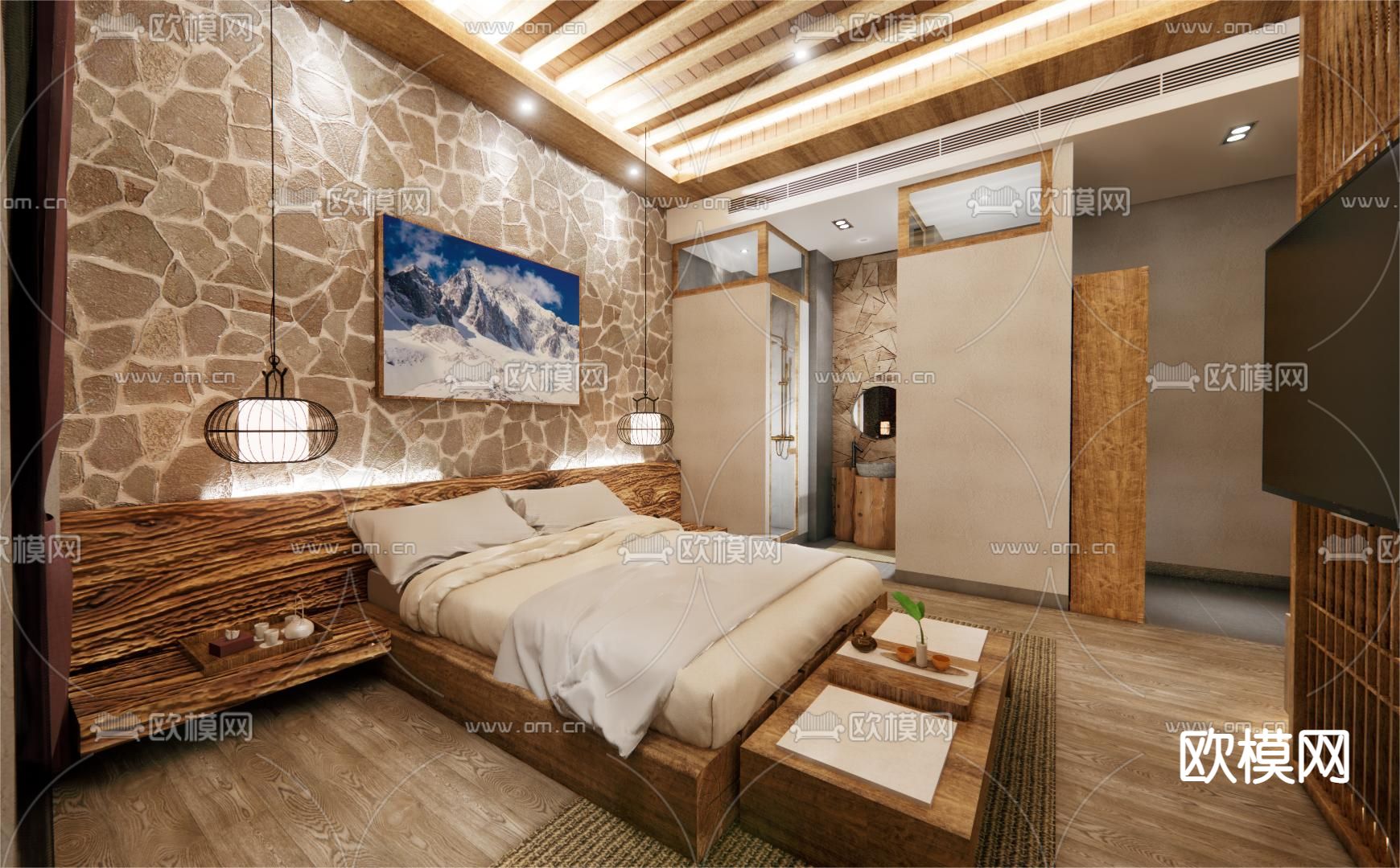 自然法民宿客房su模型下载（渲染图1）