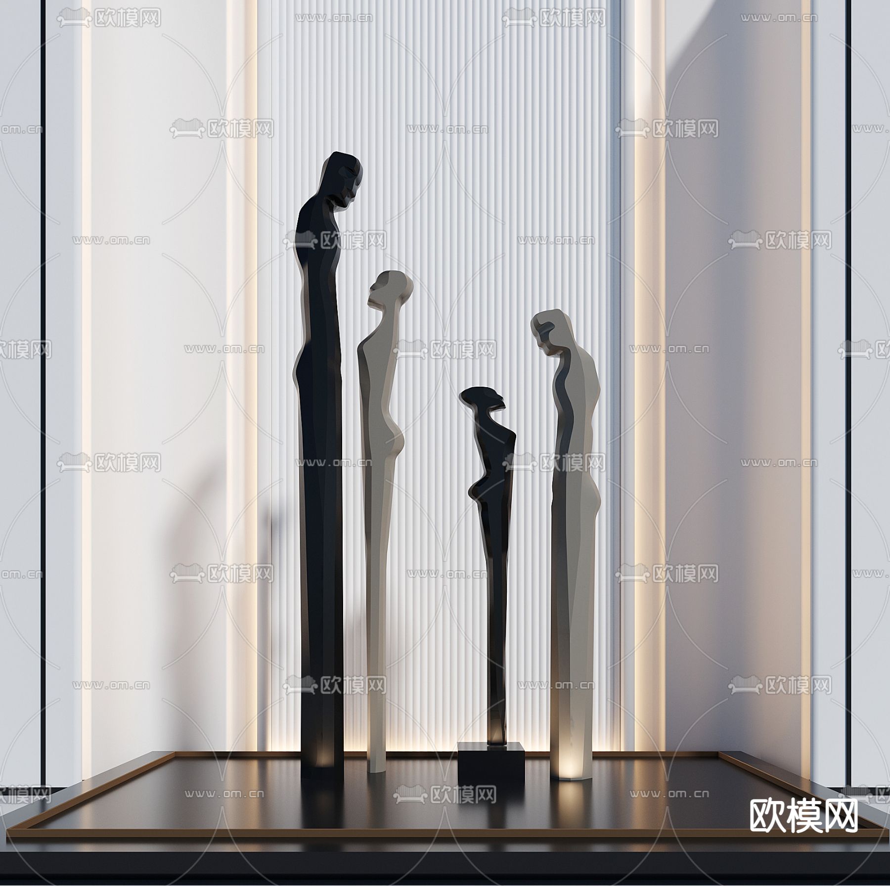 现代抽象人物雕塑3d模型下载